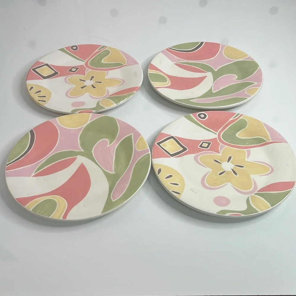 Jill Rosenwald Plates Set of 4 Abstract Floral Salad Plates